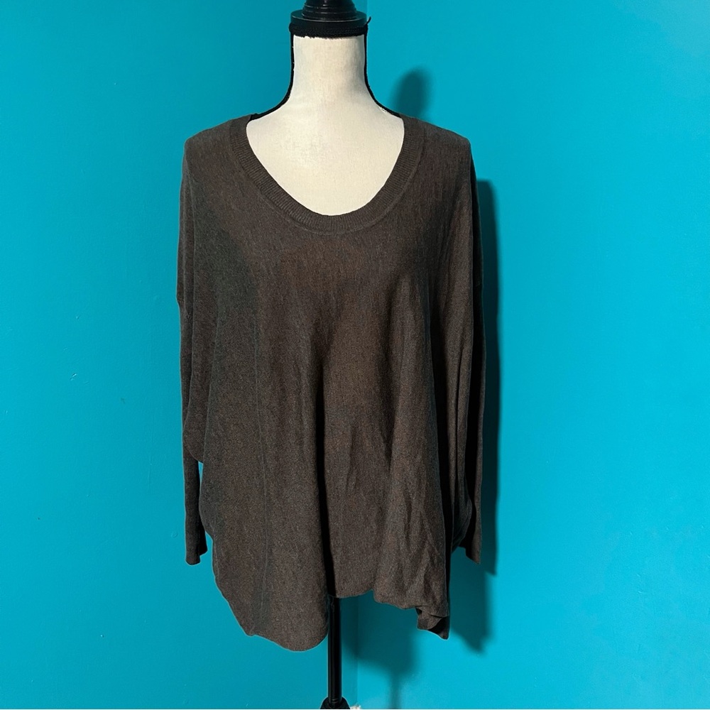 Grade & Gather S/M Solid Brown Lightweight Batwing Dolman Sleeve Sweater